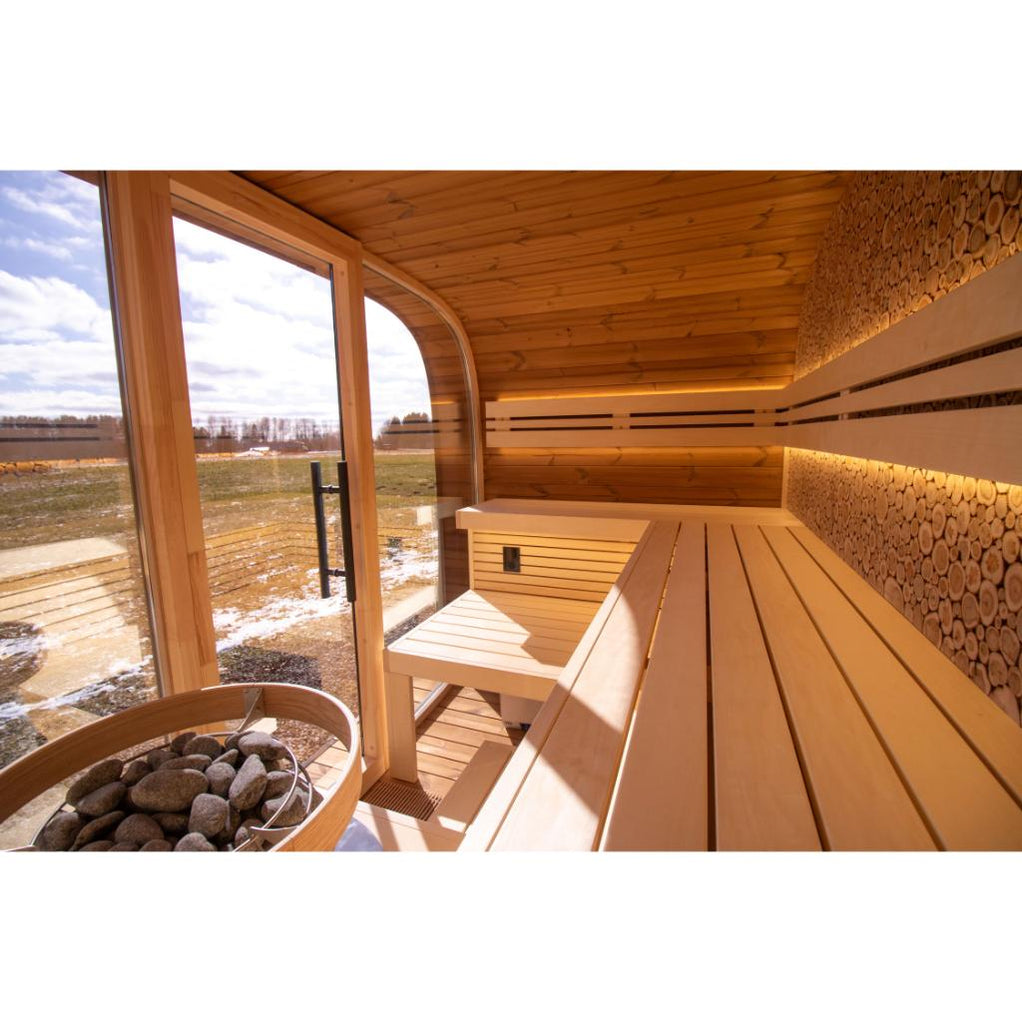 Leil Round Cube Relax Outdoor Sauna Kit — The Sauna Heater