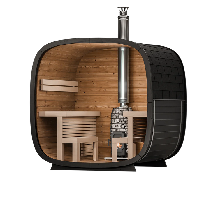 Leil Black Cube Comfort Outdoor Sauna Kit
